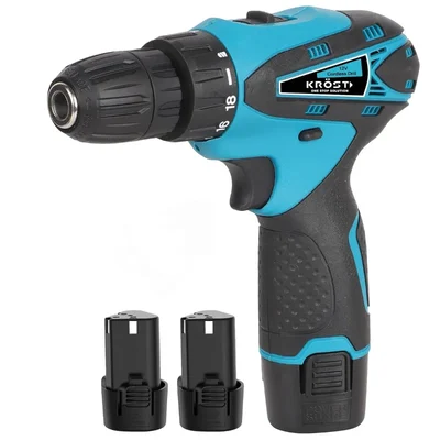 Krost 10mm 12V Dual Speed, Dual Working Mode, Keyless Chuck Cordless Drill With Battery, 0-550/0-1550 RPM