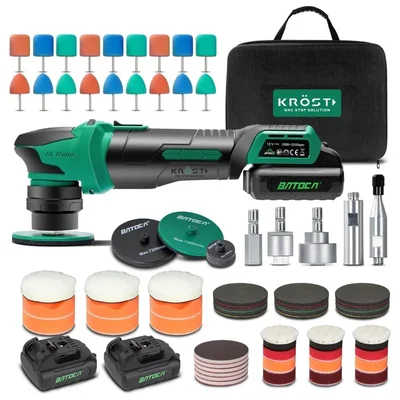 Krost 12V 3-IN-1 Rotary & Dual Action Cordless Polisher With Battery & 60 Pcs Accessories Kit