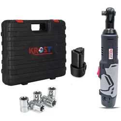 Krost 9.5 mm (3/8") 12V Cordless Ratchet Wrench with Battery, Charger & Accessories