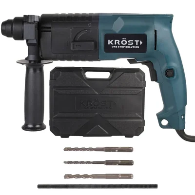 Krost 20mm 500 Watt Forward/Reverse Function Rotary Hammer With Drill Bits, 0-850 RPM