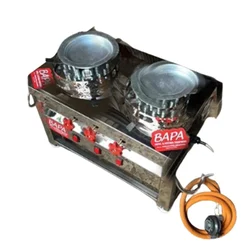 Bapa 2 Burner SS Gas Operated Kunafa Sweet Making Burner with Rotating Plate for Commercial, Outdoor, Catering use