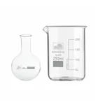 SBT Instruments Borosilicate 3.3 Glass Measuring Beaker 250ml & Round Bottom Boiling Flask 50ml for Laboratory