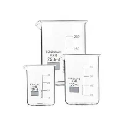 Cometek Set of 3 Beakers - 50 ml, 100 ml, 250 ml, Low Form, Borosilicate Glass 3.3, Graduated