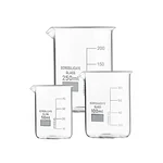 Cometek Set of 3 Beakers - 50 ml, 100 ml, 250 ml, Low Form, Borosilicate Glass 3.3, Graduated