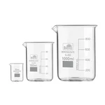 Bello Set of 3 Beaker 10ml, 100ml, 1000ml with Graduation Marks, Borosilicate 3.3 Glass for Laboratory