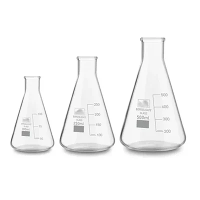SBT Instruments Borosilicate 3.3 Glass Conical Flask 100ml, 250ml, 500ml with Graduation Marks for Laboratory