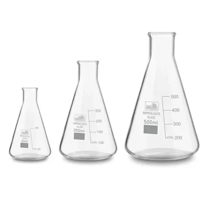 SBT Instruments Borosilicate 3.3 Glass Conical Flask 50ml, 250ml, 500ml with Graduation Marks for Laboratory