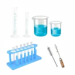 Bello 13 Lab Products-10ml, 25ml Cylinder & 250ml, 500ml Beaker, Stand, Holder & Cleaning Brush, 6pcs Test Tube 15X125mm