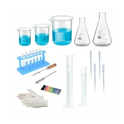 SBT Instruments 23 Items Combo (Beakers, Flask, Test Tube, Stand, Brush, Dropper, PH Paper, Gloves & Cylinder)