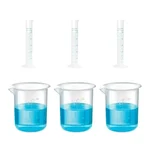 SBT Instruments Scientific Polypropylene 3 Cylinder 50ml & 3 Measuring Beaker 250ml Combo with Blue Printed Graduation