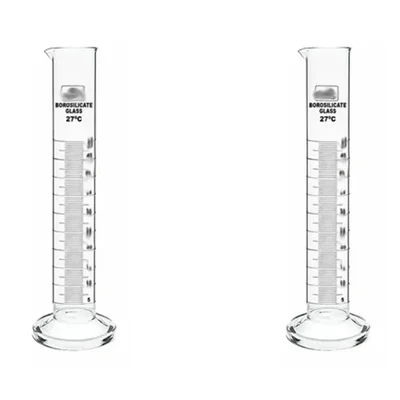 SBT Instruments Borosilicate Glass 3.3, 2pcs Measuring Cylinder 100ml Round Base for Laboratory