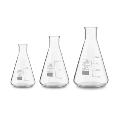 SBT Instruments Borosilicate 3.3 Glass Conical Flask 50ml, 100ml, 500ml with Graduation Marks for Laboratory