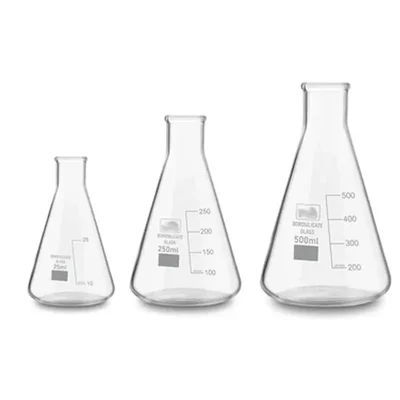 SBT Instruments Borosilicate 3.3 Glass Conical Flask 25ml, 250ml, 500ml with Graduation Marks for Laboratory