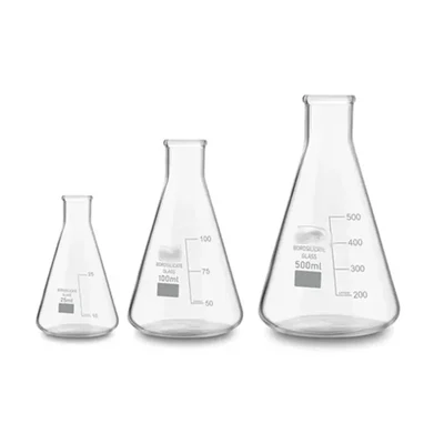 SBT Instruments Borosilicate 3.3 Glass Conical Flask 25ml, 100ml, 500ml with Graduation Marks for Laboratory