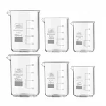 SBT Instruments 6pcs Borosilicate 3.3 Glass Beakers - 25ml x 2pcs, 50ml x 2pcs & 100ml x 2 pcs with Graduation Marks