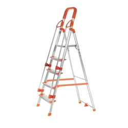 Houza 5 Step 250 Kg Load Capacity Anti Slip Aluminium Foldable Ladder With Railing (HZ-WR-05-01)