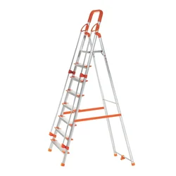 Houza 8 Step 250 Kg Load Capacity Anti Slip Aluminium Foldable Ladder With Railing (HZ-WR-08-01)