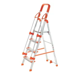 Houza 4 Step 250 Kg Load Capacity Anti Slip Aluminium Foldable Ladder With Railing (HZ-WR-04-01)