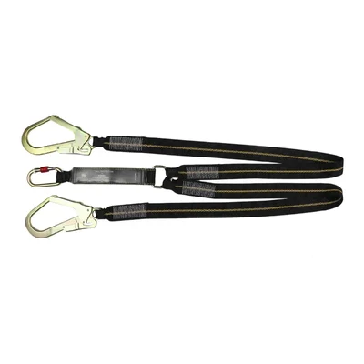ISSAFE (ISF-93) Double Webbing Lanyard with Two Ropes and 2 Scaffolding Hooks,Certified: ISI (PART 2): 2021, EN 3542010 ANSI 359.13:2013