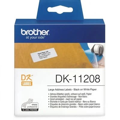 Brothers DK-11208  38mm x 90mm Large Address Label Roll Ink-Free Die-Cut Paper DK-11208 400pcs