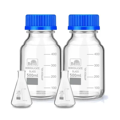 Bello Set of 4 25ml 2pcs Borosilicate Glass Measuring Conical & 500ml 2pcs Reagent bottle