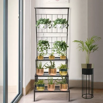 Heavy Duty Large Metal Plant Stand For Indoor & Outdoor For Decoration of Multi Plants, Big Rack for Home(Color-Black)