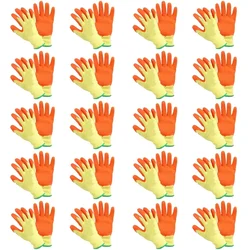 Safety Gloves Pack of 20 Latex Coated Cut Resistant Orange, Durable Grip, Industrial Protection