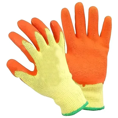 Industrial Safety Gloves Latex Coated 12 Guage Cut Resistant Orange, Durable Grip, Industrial Protection(Pack-1 pair)