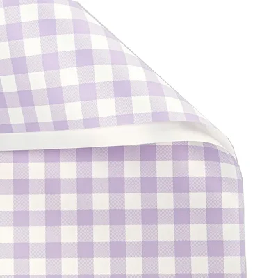 Lavender Floral Wrap 58x58cm 20 Sheets Waterproof Check Gift Basket Bouquet Bows Included Pack of 2