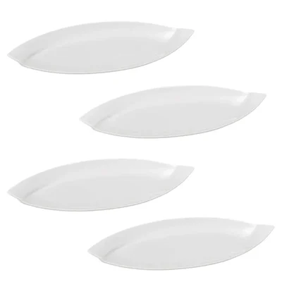 White Melamine Leaf Platter, Size 13 inch, Shatterproof Novelty Serving Dish, 4-Pieces, for Catering & Outdoor Dining