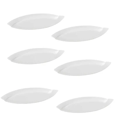 White Melamine Leaf Platter, Size 13 inch, Shatterproof Novelty Serving Dish, 6-Pieces, for Catering & Outdoor Dining