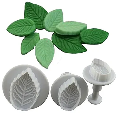 3 Pcs Set of Leaf Shape Plunger Cutter Fondant Mould/ Embossing Tool For Decorating Cake