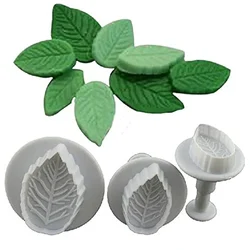 3 Pcs Set of Leaf Shape Plunger Cutter Fondant Mould/ Embossing Tool For Decorating Cake