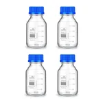 Bello 4pcs Borosilicate Glass Reagent Bottle 250ml with Leak-Proof Blue Screw Cap