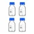 Bello 4pcs Borosilicate Glass Reagent Bottle 250ml with Leak-Proof Blue Screw Cap