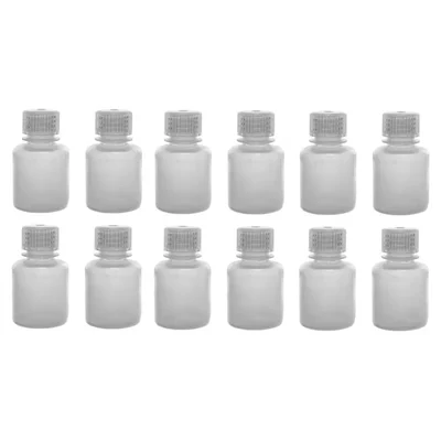 Cometek 30ml Pack of 12 Polypropylene Reagent Bottle for Storing and organizing Chemicals Narrow Mouth Leak Proof