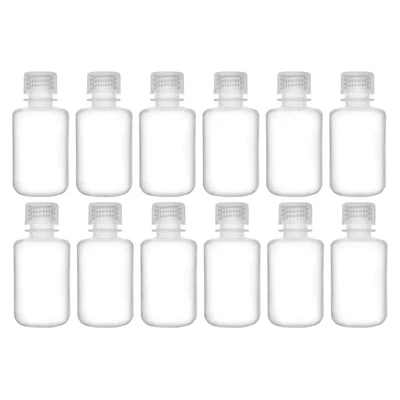 COMETEK (Pack of 12) 60ml White Polypropylene Leak Proof Autoclavable Plastic Reagent Bottle | Ideal for Laboratory Use