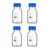 Bello 4 pcs Borosilicate Glass Reagent Bottles 250ml with Leakproof Blue Screw Cap for Laboratory, Kitchen Use