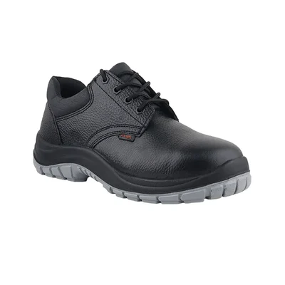 FUEL ICON DD 200J Steel Toe Grain Leather PU Double Density Sole Black Lace-Up Industrial Safety Shoes for Men(Size-6)