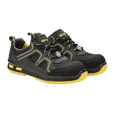Liberty Warrior Envy Neptune Leather Steel Toe Black & Yellow Work Safety Shoes(Size-6)