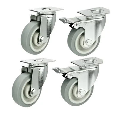 Prakash Pack Of 4 Light Duty 3 Inch Fixed and Swivel With Brake Plate Type Caster Wheel