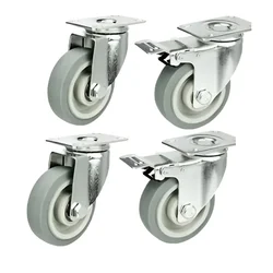 Prakash Pack Of 4 Light Duty 3 Inch Fixed and Swivel With Brake Plate Type Caster Wheel