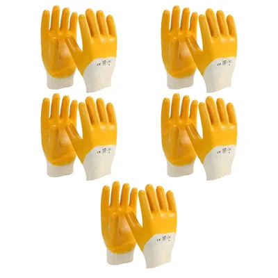 SIA 8 Inch Yellow Light Palm Nitrile Safety Gloves(Pack-5)