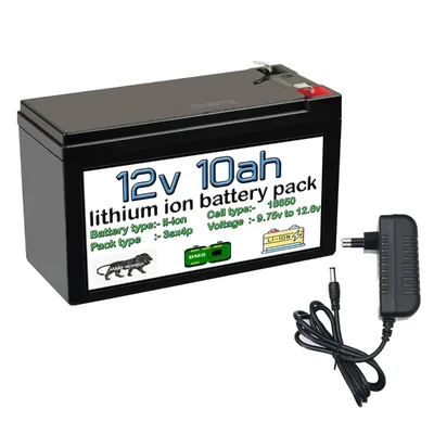 Heavy Duty 12V 10Ah Rechargeable Li-on Battery with BMS & 3 Years Warranty for CCTV Camera, Solar & RV Applications