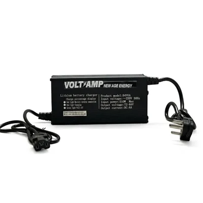 VoltAmp 67.2V 6A EV Lithium Charger with 3 Pin Socket Output Auto Cut Protection Power Adapter