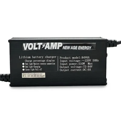 VoltAmp 72V 6A Fast Lithium Scooter Charger Max 84V Output Power Supply Unit with 3 Pin Socket LED Indicator