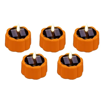 Premium Quality Solar Diwali Diya, Waterproof Pumpkins LED Candles Without Flame For Garden, Home Decoration(Pack Of 5)