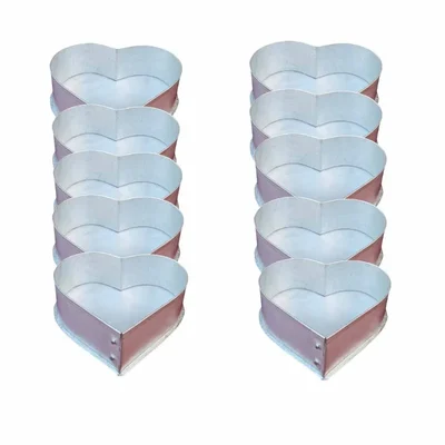 Pack of 10 Heavy Duty Long Lasting Aluminum 11 Inch Heart Shape Cake Moulds With 1.2 kg Capacity