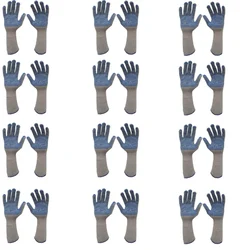 Delight 12 Pair 7 Gauge Single Side 12 Inch Long Sleeves Dotted White Hand Gloves MD0785-W(120L) 
