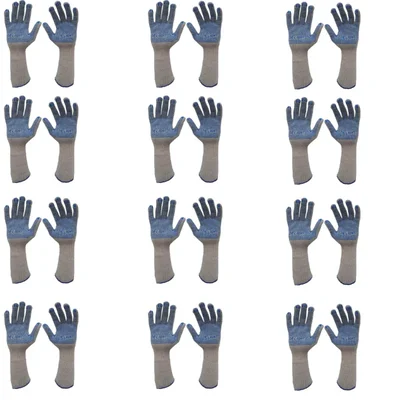 Delight 12 Pair 7 Gauge Single Side 12 Inch Long Sleeves Dotted White Hand Gloves MD0785-W(90L) 